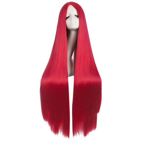 Other - 40" Long Bright Red  Straight Cosplay Wig, Anime Costume Party Hair for Women